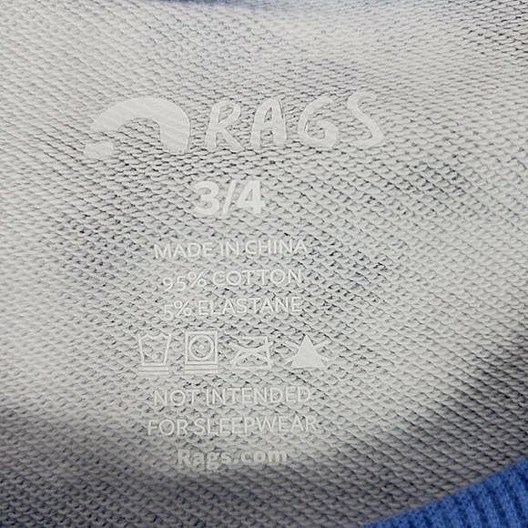 New, RAGS Black and Gray Short Sleeve Tie-Dyed Shift Dress with Blue Trim - Picture 6 of 8